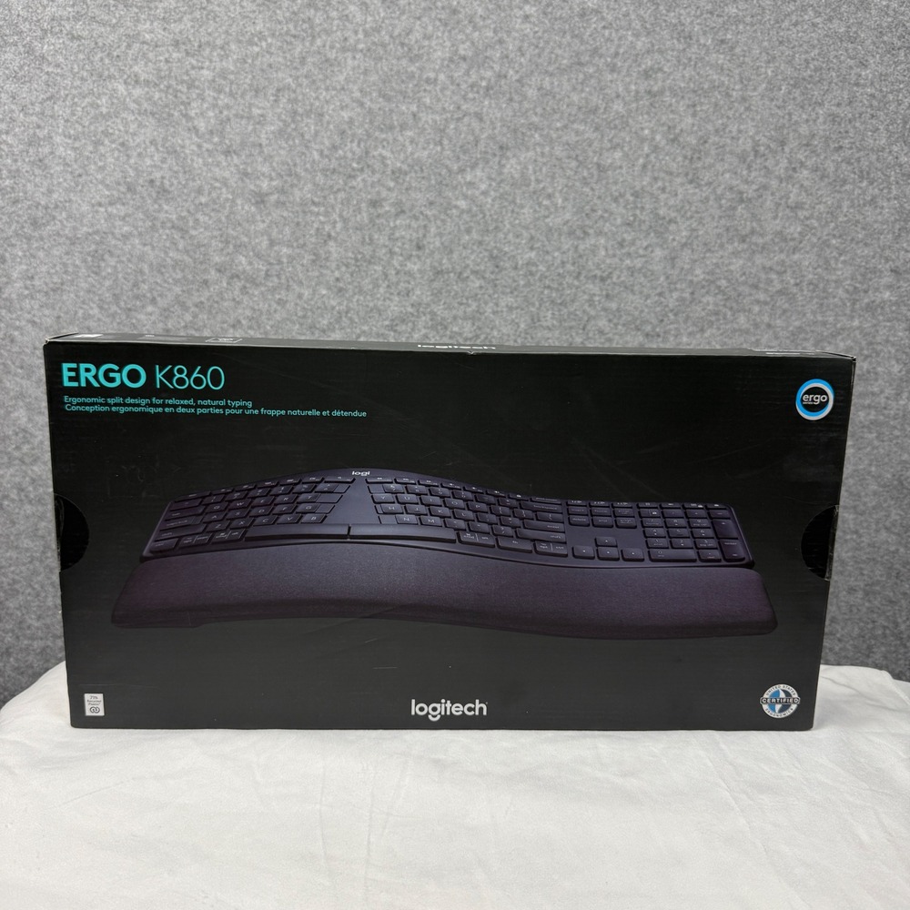 Logitech ERGO K860 Wireless Ergonomic Split Keyboard Bluetooth USB Black New